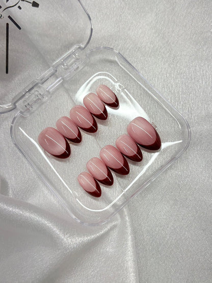 Pink Cateye Red French Nails