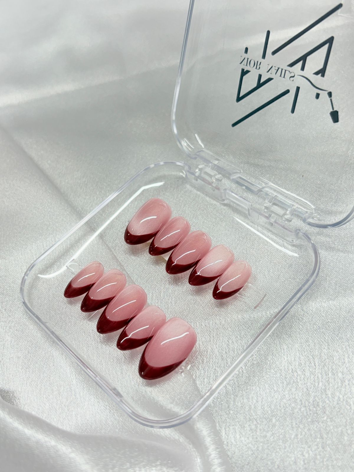 Pink Cateye Red French Nails