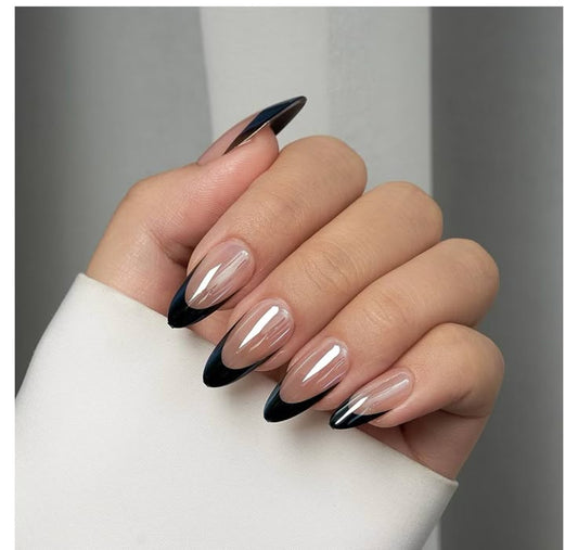 Black French+Chrome Nails
