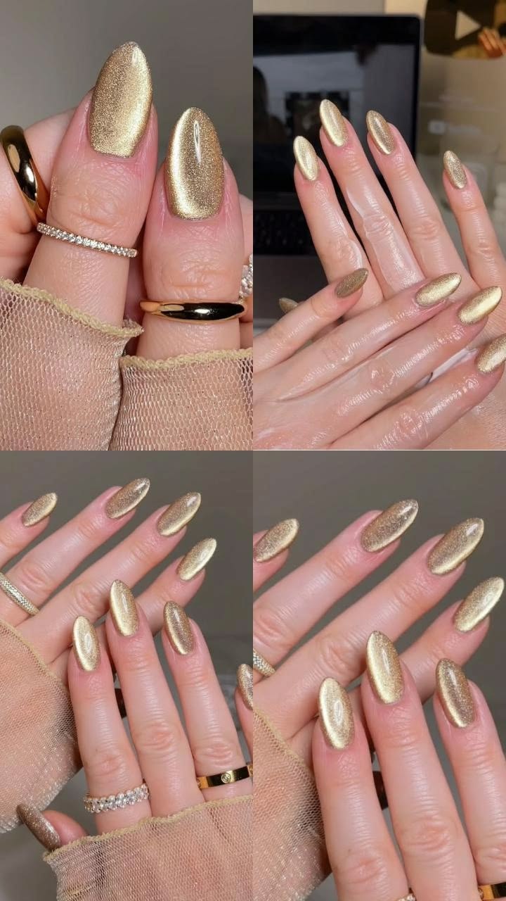 Golden Cat-Eye Nails