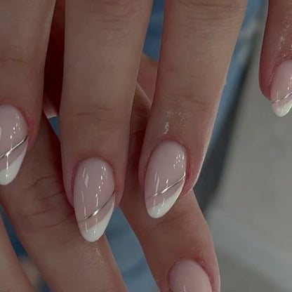 Side French+Chromatic Lines Nails