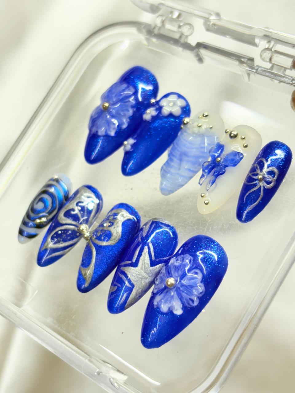 Exclusive Blue butterfly 3D Nails Nior Nails