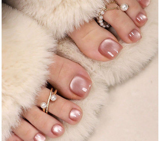 Pink Cateye Toe Nails Nior Nails