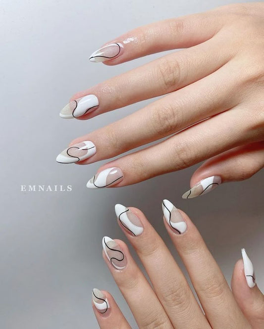 White Abstract Nails