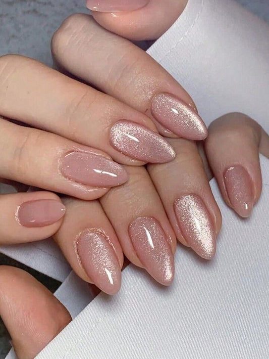 Pink Cateye Nails