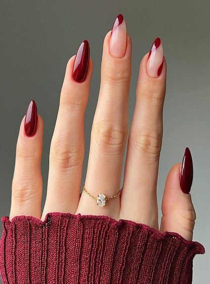 Abstract Maroon Nails