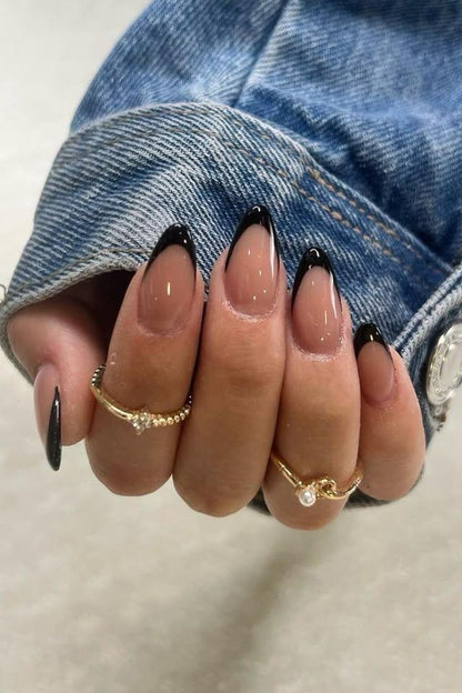 Black French Nude Nails Nior Nails