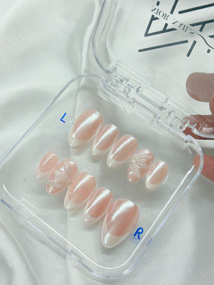 Nude Chromatic + 3D flower French Nails