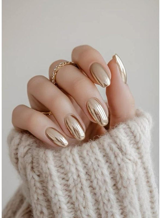 Golden Chrome Nails Nior Nails