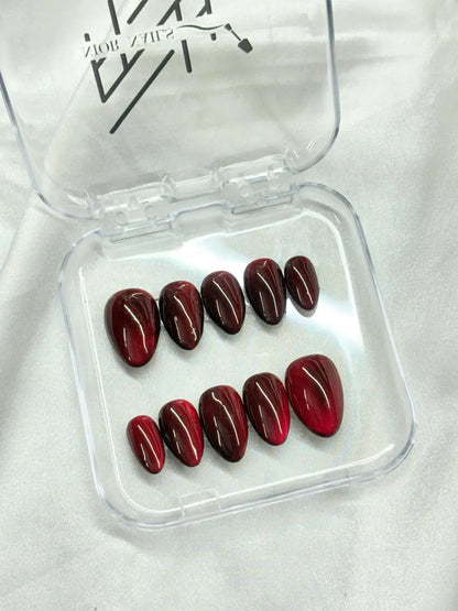 Red Cateye Nails Nior Nails