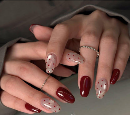 Pink Cateye Red dot Nails Nior Nails