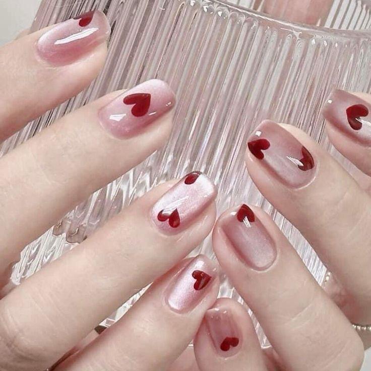 Cateye Red Heart Nails Nior Nails