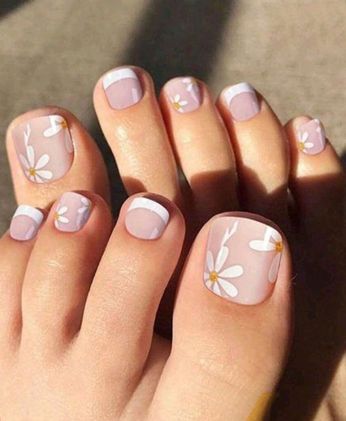 Flower French Toe Nails Nior Nails