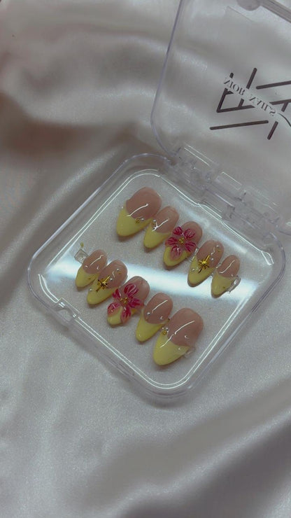 Butter Yellow 3D Flower Nails